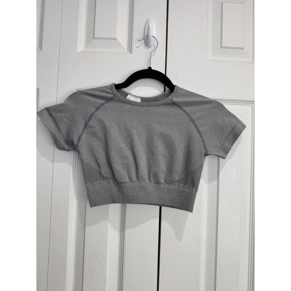 AYBL Empower Seamless Crop Top Women's Small Gray Short Sleeved Crew Neck Preppy